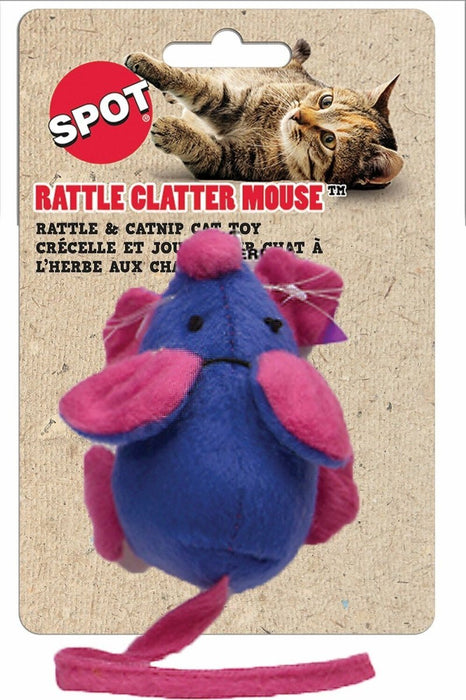 Spot Rattle Clatter Mouse Cat Toy with Catnip Assorted 9 in Large - Petsplace.store