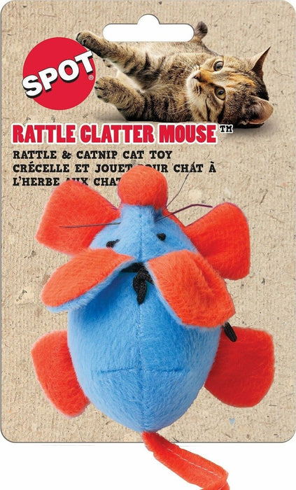 Spot Rattle Clatter Mouse Cat Toy with Catnip Assorted 9 in Large - Petsplace.store