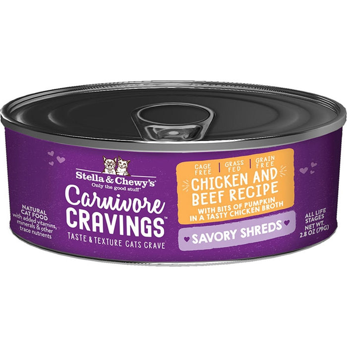 Stella and Chewys Cat Carnivore Cravings Shred Chicken and Beef 2.8oz. (Case of 24) - Petsplace.store