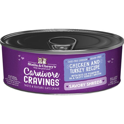 Stella and Chewys Cat Carnivore Cravings Shred Chicken and Turkey 2.8oz. (Case of 24) - Petsplace.store