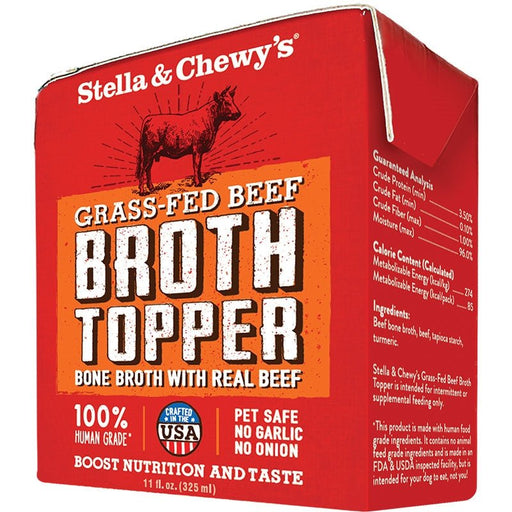 Stella and Chewys Dog Broth Topper Grass Fed Beef 11oz. (Case of 12) - Petsplace.store