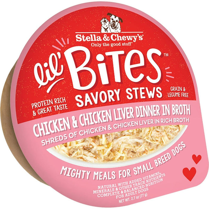 Stella and Chewys Dog Lil Bites Savory Stew Chicken and Liver 2.7oz. (Case of 12) - Petsplace.store