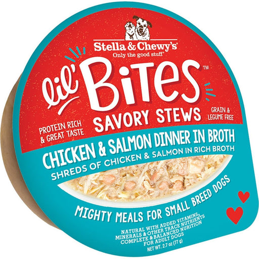 Stella and Chewys Dog Lil Bites Savory Stew Chicken and Salmon 2.7oz. (Case of 12) - Petsplace.store