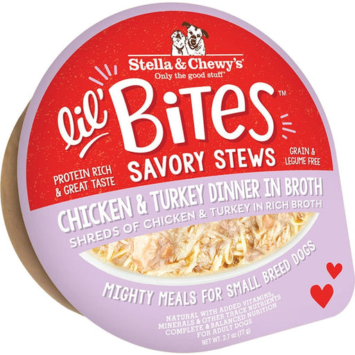 Stella and Chewys Dog Lil Bites Savory Stew Chicken and Turkey 2.7oz. (Case of 12) - Petsplace.store