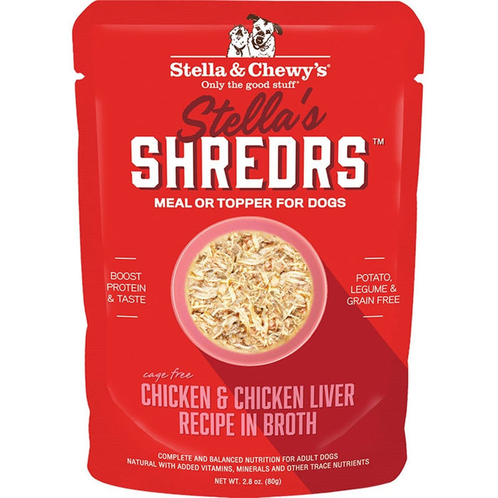 Stella and Chewys Dog Shredrs Chicken And Liver 2.8oz. (Case of 24) - Petsplace.store