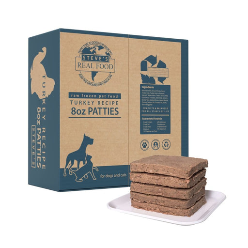 Steve'S Real Food Dog Cat Frozen Turkey Patties 14Lb - Petsplace.store