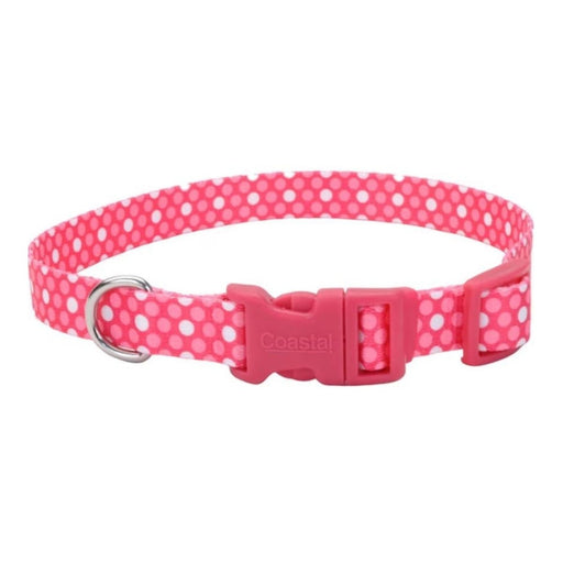 Styles Adjustable Dog Collar Polka Dot Pink Large 1 x 18 - 26 In - Petsplace.store