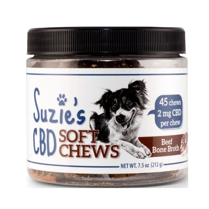 Suzie's CBD Soft Chews For Dogs Beef Bone Broth 7.5oz. - 2mg - Petsplace.store