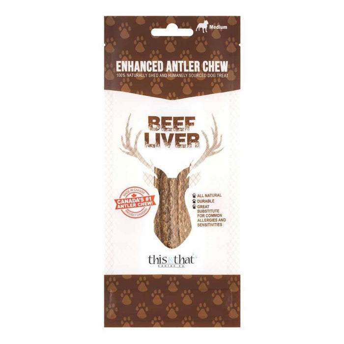 This And That Dog Enhanced Antler Chew Beef Liver Small - Petsplace.store