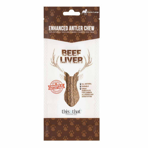 This & That Dog Enhanced Antler Chew Beef Liver Xlarge - Petsplace.store