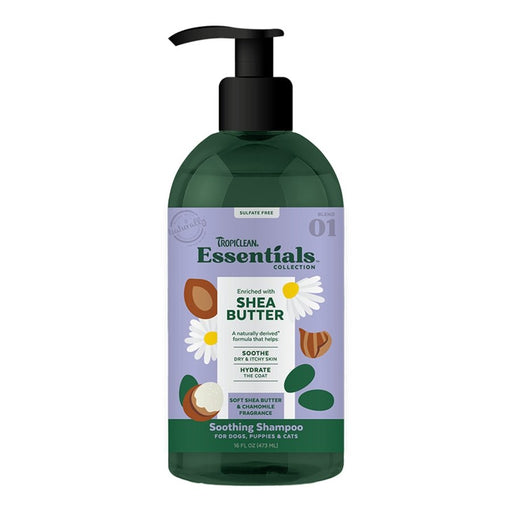 TropiClean Essentials Shea Butter Shampoo for Dogs, Puppies & Cats 1ea/16 oz - Petsplace.store