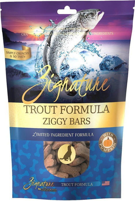 **Zignature Dog Ziggy Bar Treat Trout 12oz. - Petsplace.store