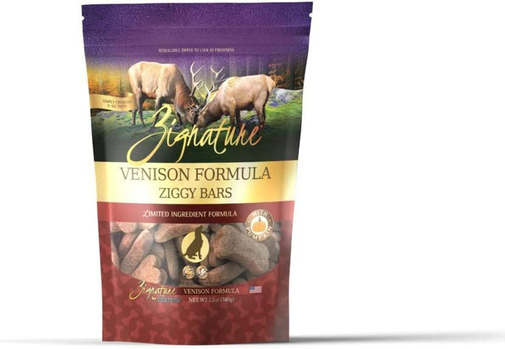 **Zignature Dog Ziggy Bar Treat Venison 12oz. - Petsplace.store